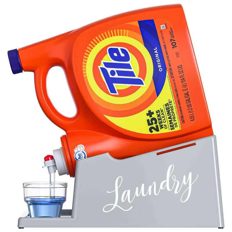 Skywin Laundry Detergent Holder Stand Organizer and Drip Tray for Laundry Room Organization, Laundry Soap Holder for Liquid Laundry Detergent, Laundry Detergent Stand (Grey with Print) - Image 3